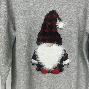 Cupcakes and Cashmere Women's Gnome Christmas Sweater Gray Size Large READ